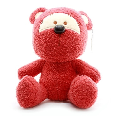 تصویر عروسک پولیشی خرس نوفز قرمز رنگ